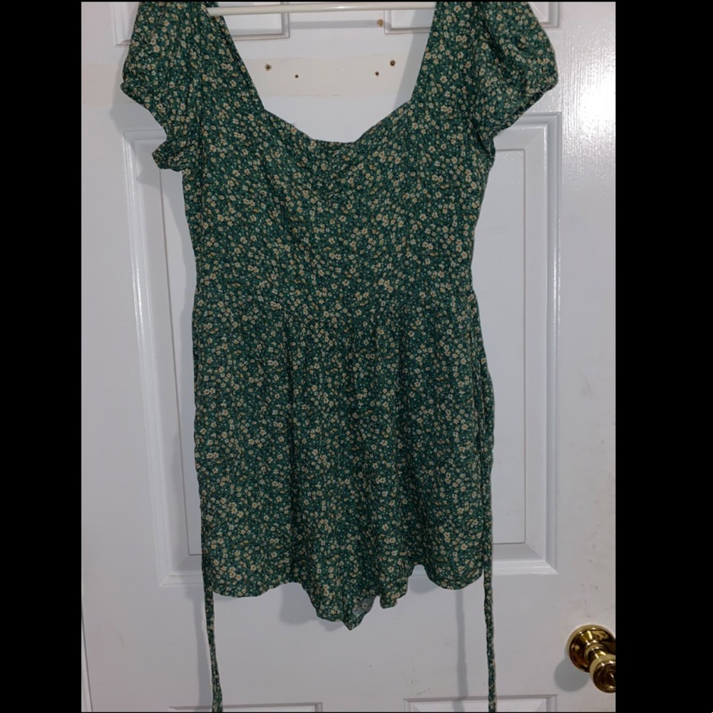 Green Floral Romper
